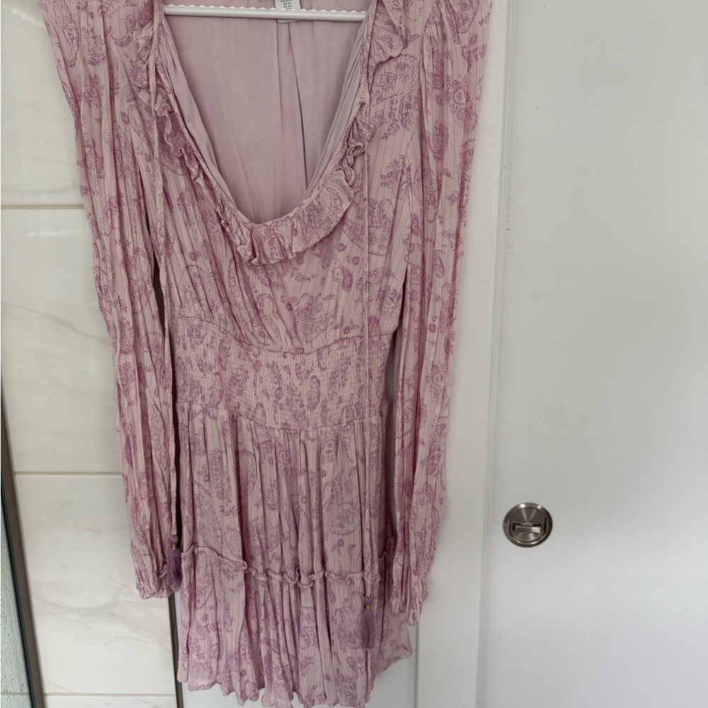 House of Harlow 1960 Pink Pleated Long Sleeve Dress